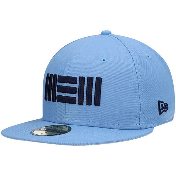 Men's New Era Light Blue Memphis Grizzlies Chainstitch Logo Pin 59FIFTY Fitted Hat