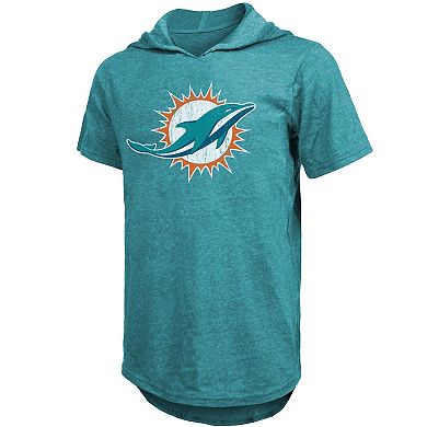 Men's Fanatics Branded Tua Tagovailoa Aqua Miami Dolphins Player Name & Number Tri-Blend Hoodie T-Shirt