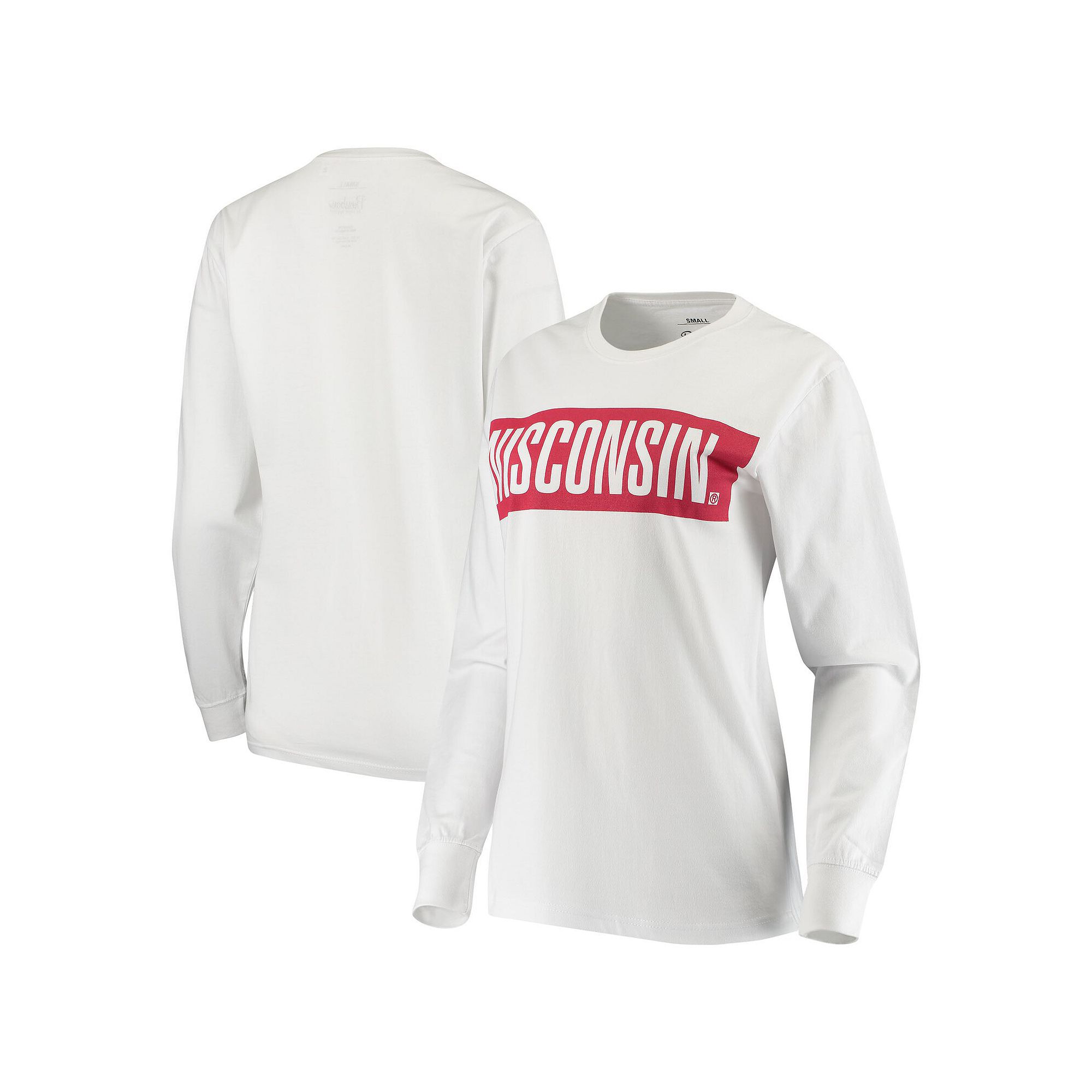 Womens Pressbox White Wisconsin Badgers Big Block Whiteout Long Sleeve T-S