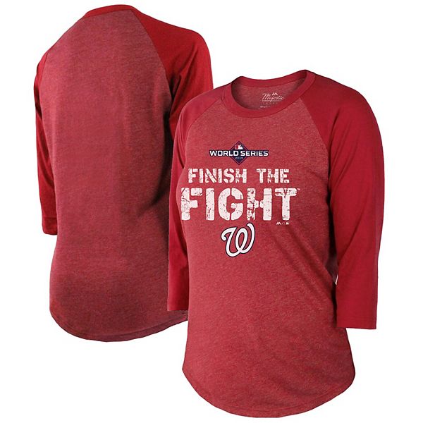 Women's Majestic Threads Red Washington Nationals Tri-Blend 3/4