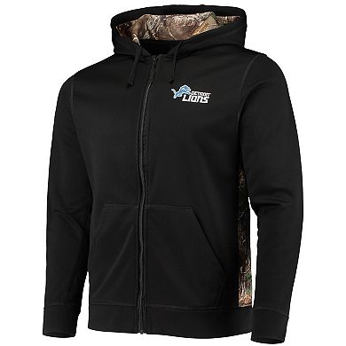 Men's Dunbrooke Black/Realtree Camo Detroit Lions Decoy Tech Fleece Full-Zip Hoodie