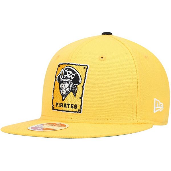 Men S New Era Gold Pittsburgh Pirates Wool Coop Historic Logo 59fifty Fitted Hat