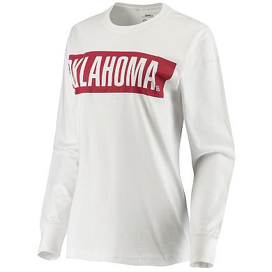 Women's Pressbox White Oklahoma Sooners Big Block Whiteout Long Sleeve T-Shirt