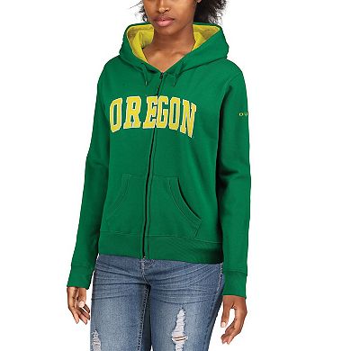 Women's Kelly Green Oregon Ducks Arched Name Full-Zip Hoodie