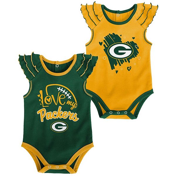 3-Pack Baby Girls Green Bay Packers Short Sleeve Bodysuits