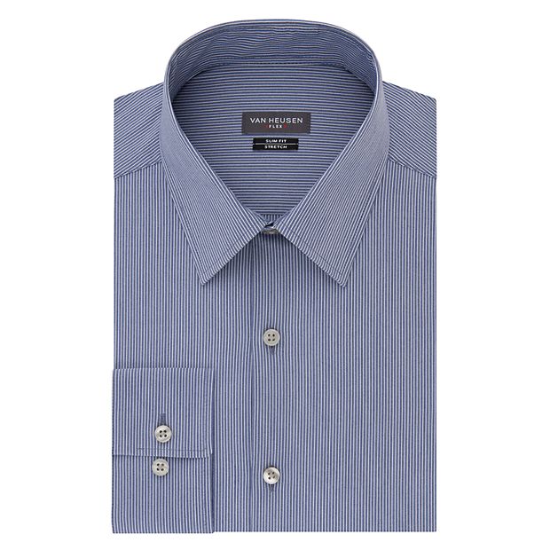 van heusen flex slim fit dress shirt Van Heusen Slim Fit Ultra Wrinkle Free Stretch FLEX Solid Dress Shirt in  Charcoal main image 1