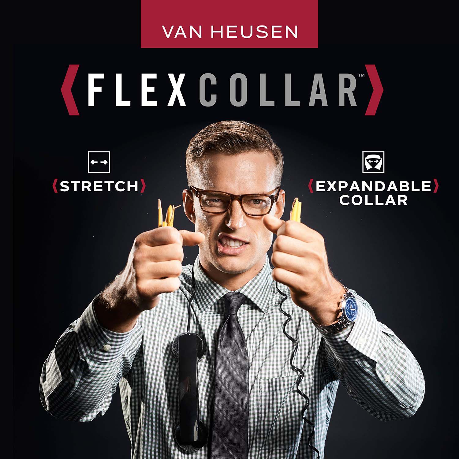 Van Heusen Men's BIG FIT Dress Shirts Flex Collar Stretch Solid