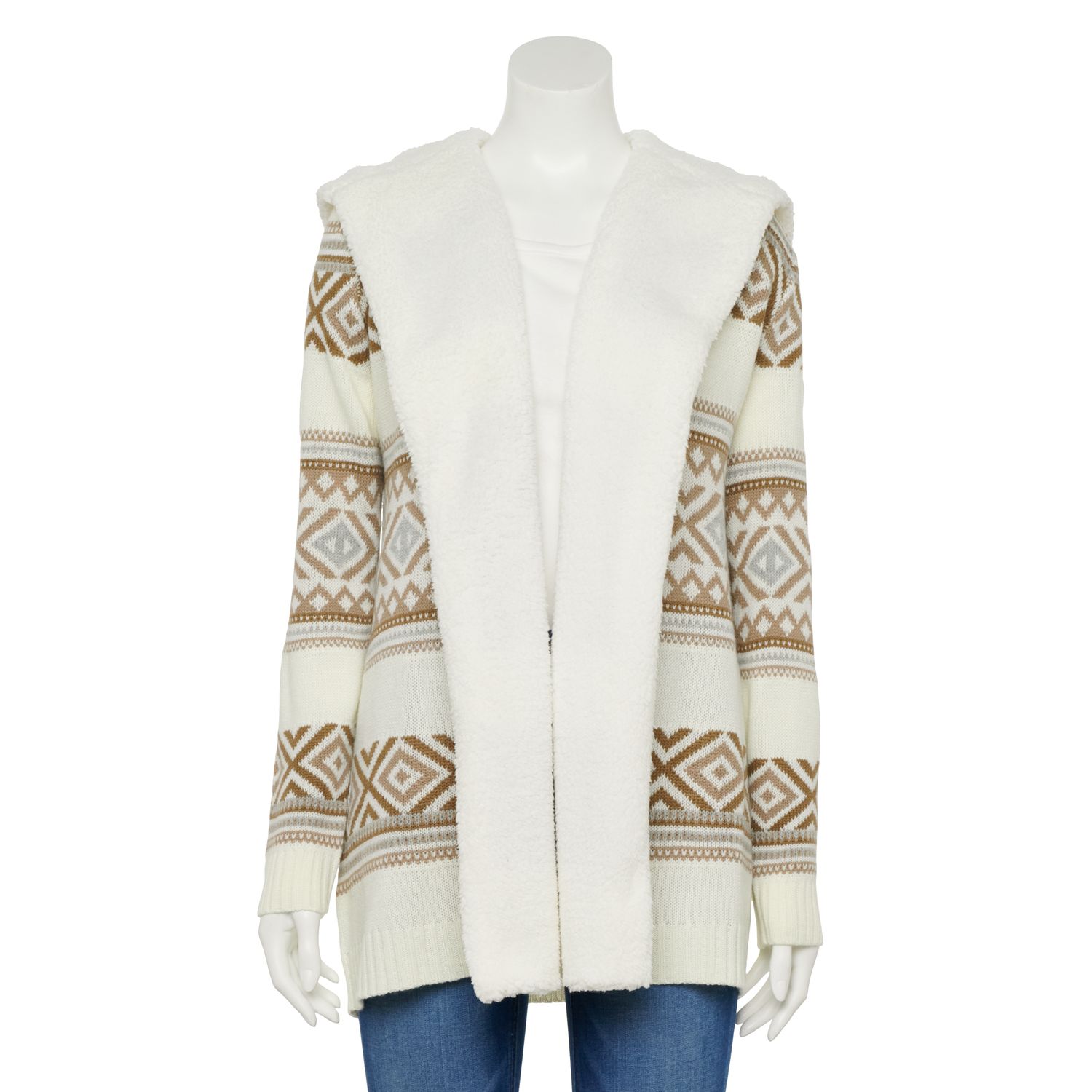 sherpa lined hooded cardigan