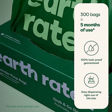 Earth Rated 300 Bags on a Large Single Roll - Lavender
