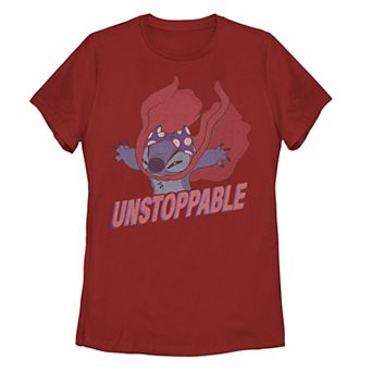 Juniors' Lilo & Stitch Unstoppable Stitch Text Graphic Tee