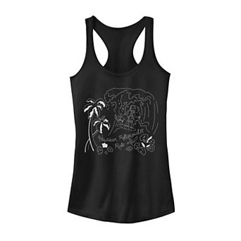 Juniors' Disney's Lilo & Stitch Stitch Surf Line Art Group Shot Graphic Tank Top