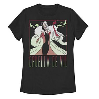 Disney's 101 Dalmatians Cruella De Vil Portrait Box Up Juniors' Graphic Tee