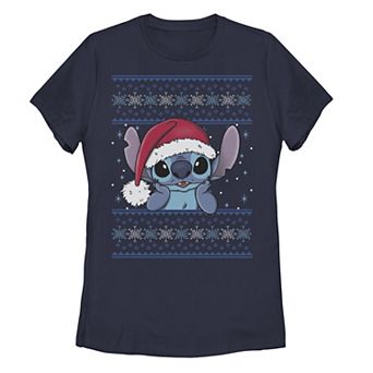 Disney's Lilo & Stitch Christmas Stitch Ugly Sweater Style Juniors' Graphic Tee