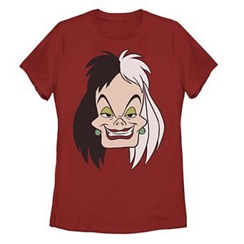 Disney's 101 Dalmatians Cruella De Vil Juniors' Big Face Graphic Tee