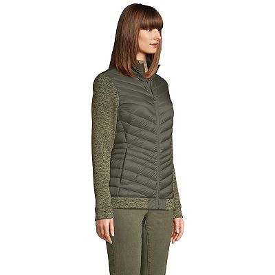 Women s Lands End Down Ultralight Packable Sweater Fleece Jacket
