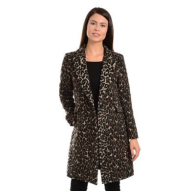 Women's Fleet Street Leopard Print Wool Blend Topper Coat