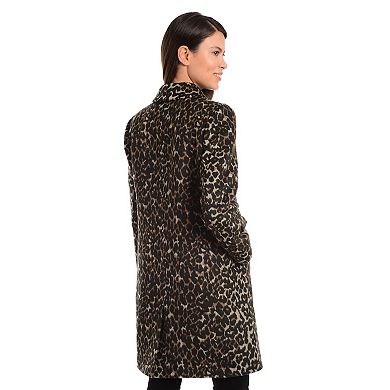 Women's Fleet Street Leopard Print Wool Blend Topper Coat