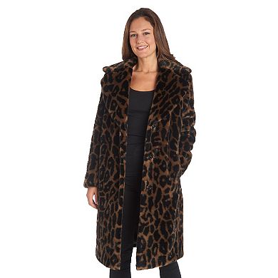 Women's Fleet Street Animal Print Faux-Fur Long Coat