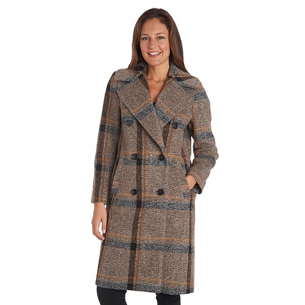 Women's Double-Breasted Plaid Coat