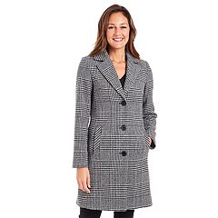 Women's Fleet Street Inner-Hoodie Wool-Blend Plaid Coat