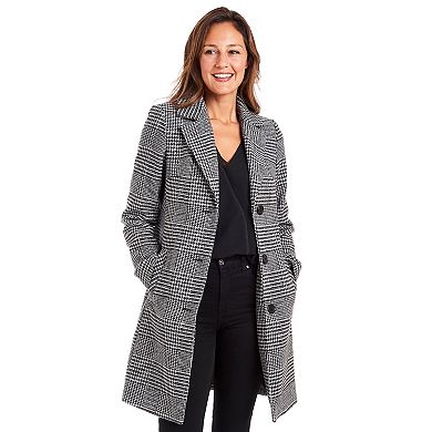 Women's Fleet Street Houndstooth Wool Blend Topper Coat