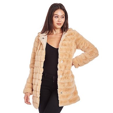 Women's Fleet Street Hooded Faux-Fur Reversible Coat