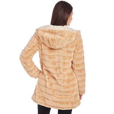 Women's Fleet Street Hooded Faux-Fur Reversible Coat