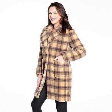 Women's Fleet Street Single Breasted Faux-Fur Plaid Coat