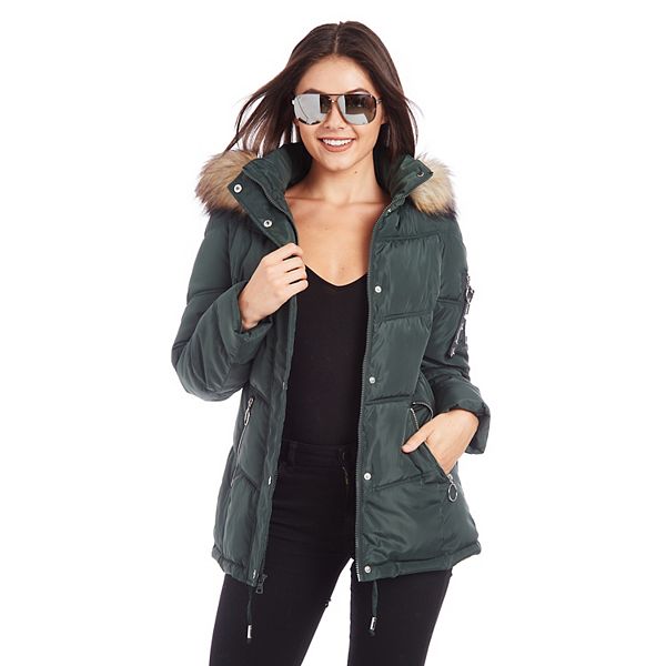 Women's Fleet Street Faux-Fur Trim Hooded Puffer Jacket