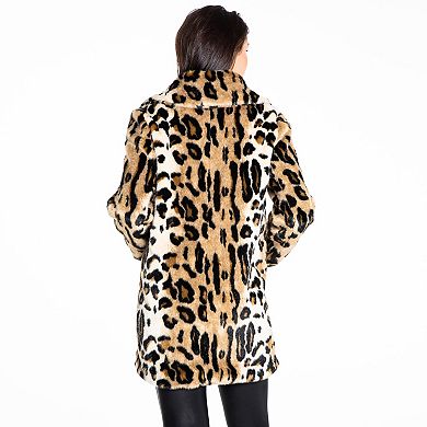 Women's Fleet Street Single Breasted Faux-Fur Animal Print Coat
