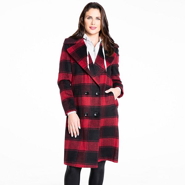 Ladies check outlet coat sale