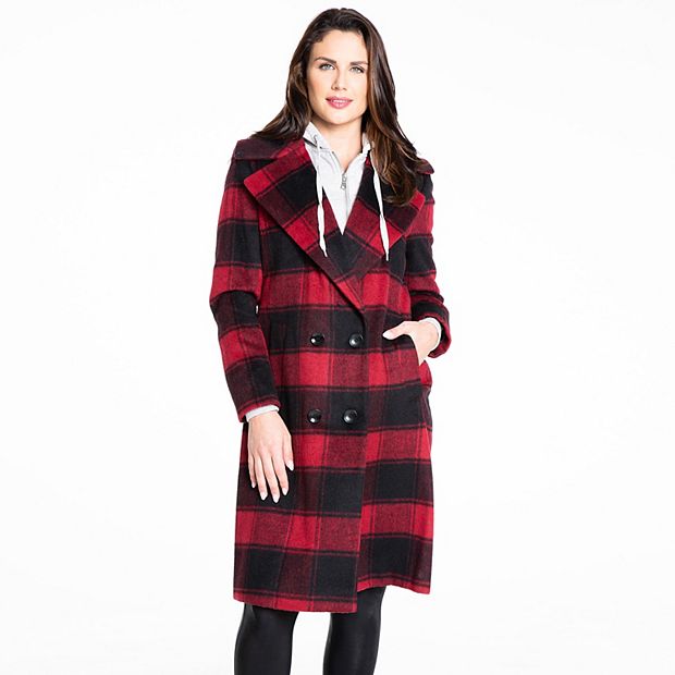 Plaid discount overcoat women's