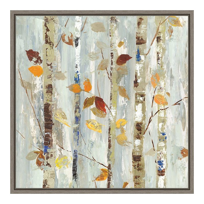 Amanti Art Autumn Petals Framed Canvas Print, Grey, 16X16