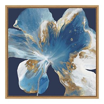 Amanti Art Liquid Enigma I Abstract Blue Flower Framed Canvas Print