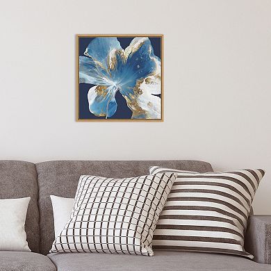 Amanti Art Liquid Enigma I Abstract Blue Flower Framed Canvas Print