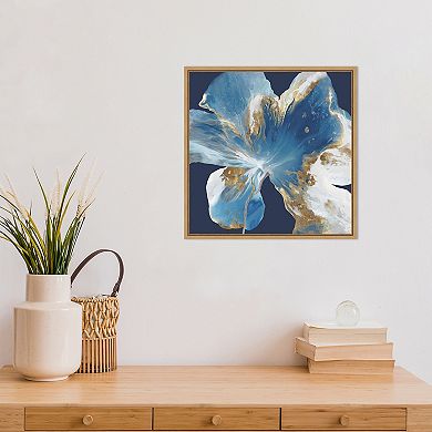 Amanti Art Liquid Enigma I Abstract Blue Flower Framed Canvas Print
