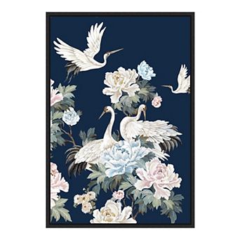 Amanti Art Pearly White Cranes II Framed Canvas Print