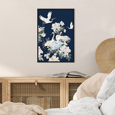Amanti Art Pearly White Cranes II Framed Canvas Print