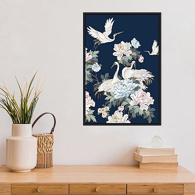 Amanti Art Pearly White Cranes II Framed Canvas Print