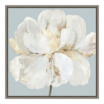 Amanti Art Garden Queen II White Peony Flower Framed Canvas Print