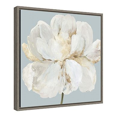 Amanti Art Garden Queen II White Peony Flower Framed Canvas Print