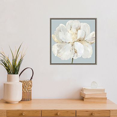 Amanti Art Garden Queen II White Peony Flower Framed Canvas Print