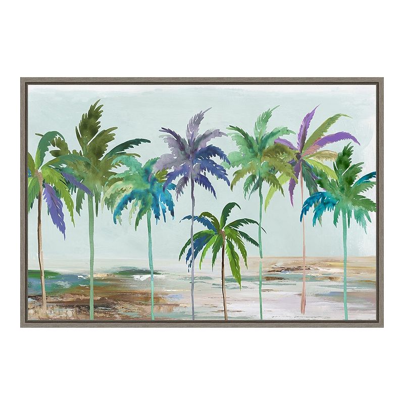 Amanti Art Tropical Dream (Palms) Framed Canvas Print, Grey, 23X16