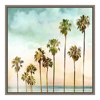 Amanti Art Beach Palms I Framed Canvas Print