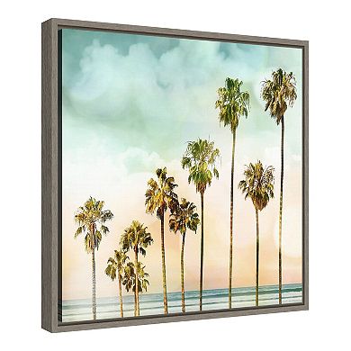 Amanti Art Beach Palms I Framed Canvas Print