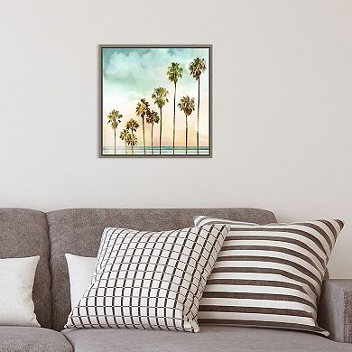 Amanti Art Beach Palms I Framed Canvas Print
