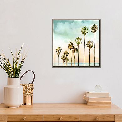 Amanti Art Beach Palms I Framed Canvas Print