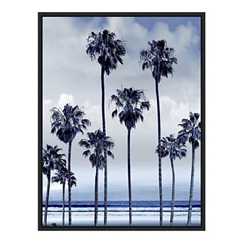 Amanti Art Beach Palms Indigo II Framed Canvas Print