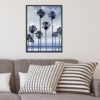 Amanti Art Beach Palms Indigo II Framed Canvas Print