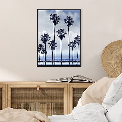 Amanti Art Beach Palms Indigo II Framed Canvas Print